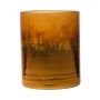 Maxi Glas Teelichthalter RIGOBERTO, Boden gold, orange-braun-klar, 12,5cm, Ø10cm