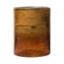 Maxi Glas Teelichthalter RIGOBERTO, Oben gold, orange-braun-klar, 12,5cm, Ø10cm