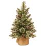 Kunst Christbaum RIGA, Jutesack, mit Zapfen, weiß, LEDs, 60cm, Ø40cm