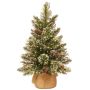 Kunst Christbaum RIGA, Jutesack, mit Zapfen, weiß, LEDs, 90cm, Ø50cm