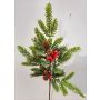 Deko Zweig VARDALIA, Tanne, Beeren, Zapfen, rot-grün, 75cm