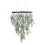Kunst Deckenkranz Zypresse DINSA mit Zapfen, gefroren, grün-weiß, 55cm