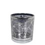 Teelichtglas Kerzen Halter LEONILLE mit Skelettblatt Motiv, schwarz-matt-silber-glänzend, 7cm, Ø7cm