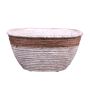 Beton Pflanzschale NORVIV, oval, Längsrillen, beige-braun, 26,5x14x12,5cm