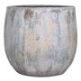 Pflanztopf aus Keramik MORTAZA mit Maserung, blau-beige, 14cm, Ø16cm
