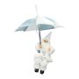 Hängender Santa Claus SISSON mit Schirm, LEDs, hellblau-weiß, 30cm, Ø25cm