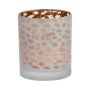 Teelichtglas SENGA, Leopardenmuster, matt-gold, 12,5cm, Ø10cm