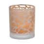 Teelichtglas SENGA, Giraffenmuster, matt-gold, 12,5cm, Ø10cm