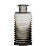 Glas Flasche STUART mit Rillen, grau-klar, 21,5cm, Ø9,5cm