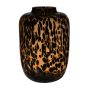 Deko Vase RUSSELL, Glas, Leopardenmuster, braun-klar, 42cm, Ø29cm