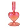 Glas Kerzenhalter ELIZZA in Herzform, mit Fuß, irisierend-kirsch, 8,5x8,5x16,5cm