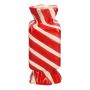 Eckige Stielblumenvase Bonbon AMIEL aus Keramik, mit schrägen Linien, rot-weiß, 6,5x6,5x15cm