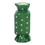 Eckige Stielblumenvase Bonbon AMIEL aus Keramik, mit Punkten, grün-weiß, 6,5x6,5x15cm