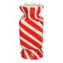 Eckige Stielblumenvase Bonbon AMIEL aus Keramik, mit schrägen Linien, rot-weiß, 9x9x20cm