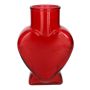 Glas Blumenvase FILIPA in Herzform, mit Fuß, rot-transparent, 15,5x8x22cm