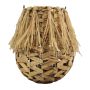 Korb Laterne NATASCIA, Wasserhyazinthe, Henkel, Glaseinsatz, braun, 27cm, Ø17cm