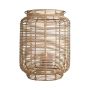 Korb Laterne AMBROSIA aus Rattan, Henkel, Glaseinsatz, beige, 60cm, Ø32cm