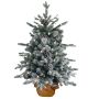 Künstlicher Tannenbaum LYNGDAL, beschneit, Zapfen, LEDs, Jutesack, 60cm, Ø40cm