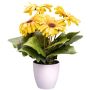 Kunstblume Gerbera KROLVEN im Dekotopf weiß, gelb, 27cm
