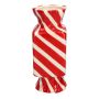 Eckige Stielblumenvase Bonbon AMIEL aus Keramik, mit schrägen Linien, rot-weiß, 10x10x25cm