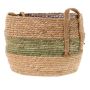 Korb Übertopf UPALI, gebundenes Seegras, 2 Traggriffe, beige-grün, 26cm, Ø33cm