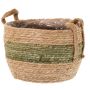 Korb Übertopf UPALI, gebundenes Seegras, 2 Traggriffe, beige-grün, 19cm, Ø24cm