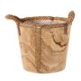 Holz Übertopf DABIH mit Griffen aus Seil, braun, 22cm, Ø24cm