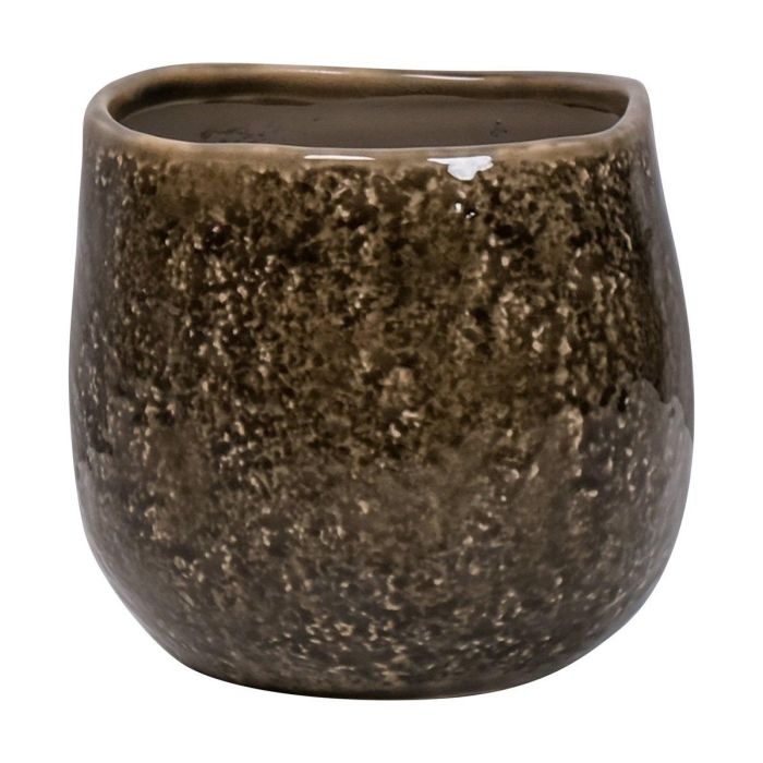 INNA-Glas Keramik Pflanztopf 28 Cm – Olivgrün Matt, Höhe 25 Cm, Übertopf