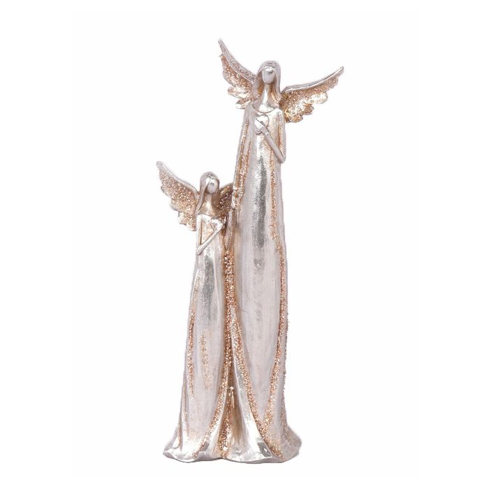 Engelfiguren PINTA, Herz in Händen, silber-kupfer, 35cm
