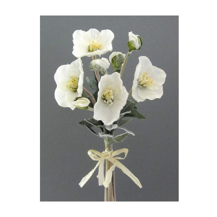 Künstliche Christrosen Bund - 36cm Weiße Schneerosen Kunstblumen