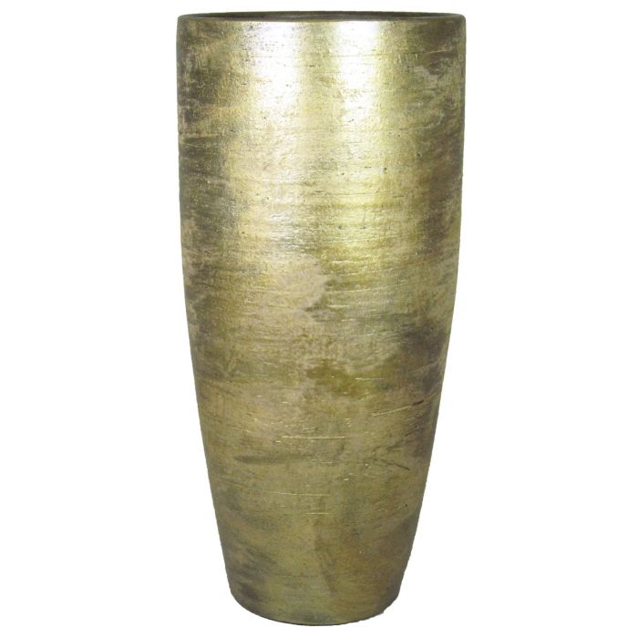 Hohe Vase aus Keramik THORAN mit Maserung, gold, 70cm, Ø32cm
