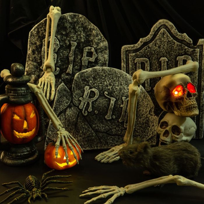 6 Halloween-Hofschilder Mit Grabsteinen - Grusel-Deko Für Garten Und Friedhof