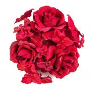 Textil Kerzenkranz INGA, Rose, Hortensie, rot, Ø10cm