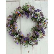 Kunst Lavendelkranz AJILA, Gypsophila, Gänseblümchen, lila, Ø30cm