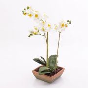 Kunst Phalaenopsis Orchidee MINA im Terracotta Topf, weiß, 55cm