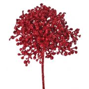 Kunst Korallenbeeren Zweig WENDI, Glitzer, rot, 15cm