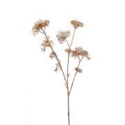Deko Skimmie LIENDO mit Blüten, beschneit, hellbraun, 85cm, Ø4-10cm