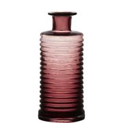 Glas Flasche STUART mit Rillen, pink-klar, 21,5cm, Ø9,5cm