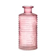 Glas Flasche STUART mit Rillen, rosa-klar, 21,5cm, Ø9,5cm