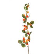 Kunststoff Apfelrosen Zweig TAIMEA mit Hagebutten, orange-rot, 100cm