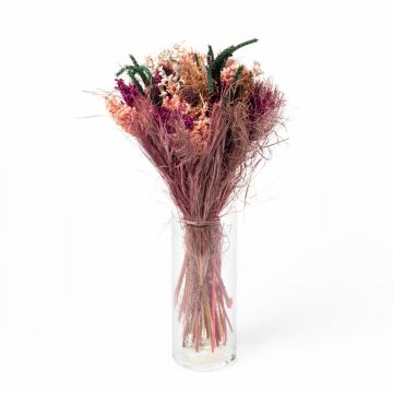Trockenblumenstrauß HARRIET mit Manschette, pink, 40cm, Ø20cm