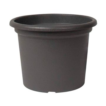 Runder Blumentopf VENERA aus recyceltem Kunststoff, mit Löchern, anthrazit, 19cm, Ø25cm