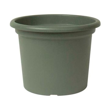 Runder Blumentopf VENERA aus recyceltem Kunststoff, mit Löchern, salbeigrün, 19cm, Ø25cm