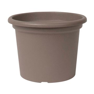 Runder Blumentopf VENERA aus recyceltem Kunststoff, mit Löchern, taupe, 19cm, Ø25cm