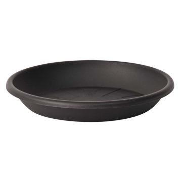 Runder Blumentopf Untersetzer VENERA aus recyceltem Kunststoff, mit Löchern, anthrazit, 5cm, Ø32cm