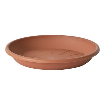 Runder Blumentopf Untersetzer VENERA aus recyceltem Kunststoff, mit Löchern, terracotta, 4cm, Ø24cm Runder Blumentopf Untersetzer VENERA aus recyceltem Kunststoff, mit Löchern, terracotta, 4cm, Ø24cm