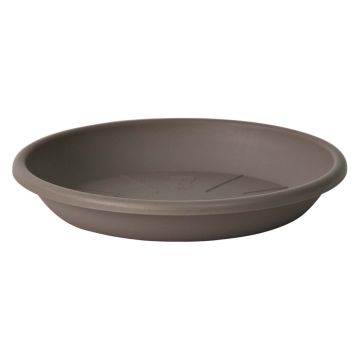 Runder Blumentopf Untersetzer VENERA aus recyceltem Kunststoff, mit Löchern, taupe, 3cm, Ø20cm