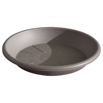 Runder Blumentopf Untersetzer DONIKA aus Kunststoff, mit Löchern, taupe, 4cm, Ø30cm