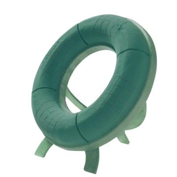 OASIS Nasssteckmasse Kranz BRONNY, EcoBase Hartschaumboden, Holzständer, grün, 8cm, Ø42cm