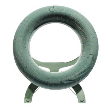 OASIS Nasssteckmasse Ring BLAINE, EcoBase Hartschaumboden, Holzständer, Drahtgitter, grün, Ø52cm